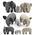 Cozy Knitted Elephant Family 3D model small image 1