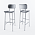 Italian Master H75 Stool: Elegant Steel Frame, Solid Wood Seat 3D model small image 2