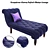 Elegant Blue Tufted Chaise Lounge - Soapstone Curves 3D model small image 1