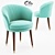 Elegante Velvet Lupino Dining Chair 3D model small image 1