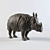 German Porcelain Rhinoceros Sculpture 3D model small image 2