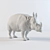 German Porcelain Rhinoceros Sculpture 3D model small image 3