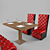 Sleek Sofa Set with Table 3D model small image 3