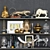 Golden Decor Collection: Figurines, Panels, Hourglass & Horn 3D model small image 1