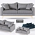 Chic Grey Fabric 3-Seater Sofa 3D model small image 1