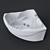 Hydro Massage Corner Acrylic Bathtub 3D model small image 3