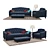 Novogratz Vintage Blue Armchair: Stylish Lounge Furniture 3D model small image 1