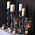 Elegant Candle Set: Candles, Candlestick, Décor 3D model small image 1