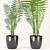 Black Vase Palm Set 3D model small image 2