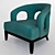 Eichholtz Adam Armchair: Albin/Antique Turquoise, Black Legs 3D model small image 1