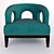 Eichholtz Adam Armchair: Albin/Antique Turquoise, Black Legs 3D model small image 3