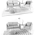 Stylish Cameron Sofa Set with Decor 3D model small image 3