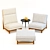 Stellar Works SW Sofa Set: Lunar Side Table, SW Sofa, Long Back, Puff Unit 3D model small image 1