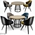 Modern Steel Swivel Dining Set 3D model small image 1