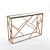 Elegant Gold Glass Console Table 3D model small image 1