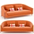 Modern Orange Velvet Sofa 3D model small image 1