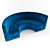 Luxurious Blue Velvet Sofa 3D model small image 2