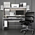 Modern Office Furniture Set: Table, Chair, Armchair, Computer, Folder, Stationery, Monoblock, Printer 3D model small image 1