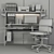 Modern Office Furniture Set: Table, Chair, Armchair, Computer, Folder, Stationery, Monoblock, Printer 3D model small image 2