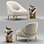 Elegant Minstrel Table & Rosemary Leather Armchair 3D model small image 1