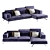 Luxurious Golden Fabric Sofas+ 3D model small image 1