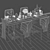 Modern Dining Set: Dantone DCTDS180 Table and Munna Melody Chairs 3D model small image 3
