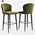 Elegant Aston Velvet Barstool 3D model small image 1