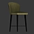 Luxurious Aston Velvet Counter Stool 3D model small image 2