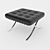 Barcelona Style Ottoman: Black Leather 3D model small image 1