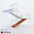 Sleek Glass Stair Railing 3D model small image 1