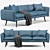 Modern Blue 3 Seater Sofa | Modani 3D model small image 1