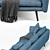 Modern Blue 3 Seater Sofa | Modani 3D model small image 2