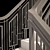 Art-Deco Forged Staircase Guard 3D model small image 3