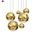 Golden Mirror Ball Pendant Light 3D model small image 1