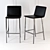 Sleek Carbon Leather Bar Stools 3D model small image 1