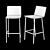 Sleek Carbon Leather Bar Stools 3D model small image 2