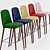 Colorful Bloom Wooden Barstool 3D model small image 2