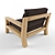 Teak Frame Single Seater Sofa 3D model small image 3