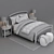 Sleek Charcoal Queen Bed Ensemble 3D model small image 3