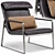 Brown Leather Lounge Chair: Industrial Chic Elegance 3D model small image 1