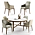 Elegant Alivar Globe Table & Amanda Chair Set 3D model small image 1