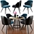 Modern Steel Swivel Dining Set & Parquet 3D model small image 1