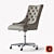 Elegant Pewter Leather Desk Chair 3D model small image 1