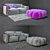 Elegant Sofa Pouf Set 3D model small image 2