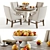 Vintage Trestle Dining Set 3D model small image 1