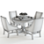 Vintage Trestle Dining Set 3D model small image 2