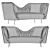 Elegant Eva Velvet Sofa 3D model small image 3