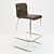 Sleek Steel Stool with Leather Finish 3D model small image 1