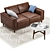 Modern Leather Sofa Set: Loveseat, Table & Rug 3D model small image 1