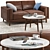 Modern Leather Sofa Set: Loveseat, Table & Rug 3D model small image 2